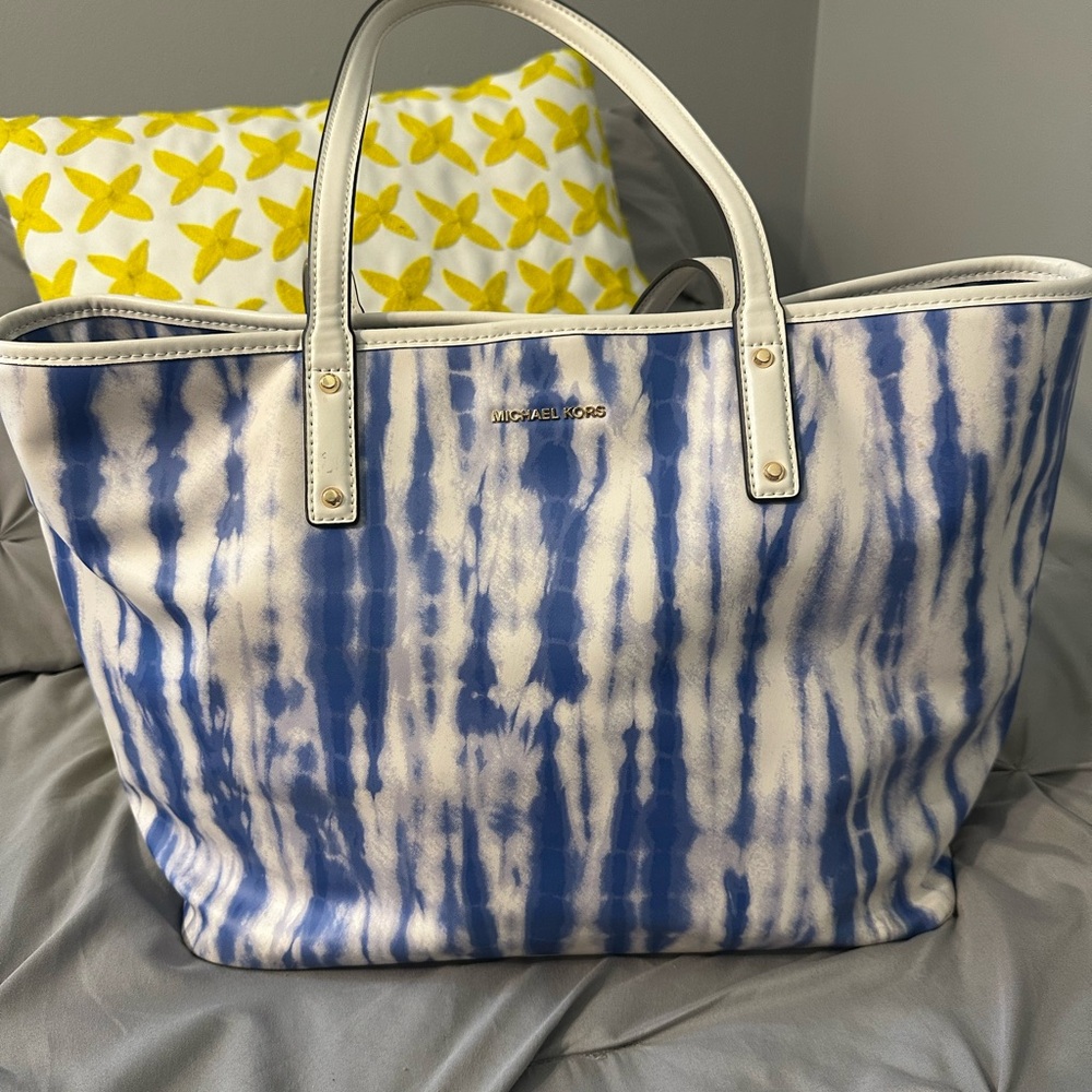 Michael Kors Blue & White Tie Dye Tote Bag